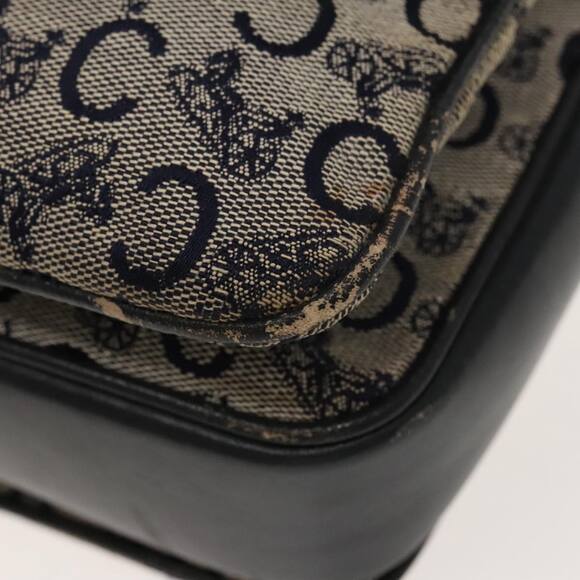 CELINE C Sulky Shoulder Bag Canvas Leather Navy Gold - Picture 9 of 16